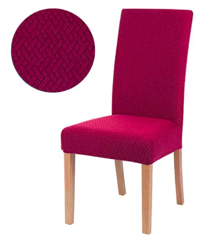 Ticked Jacquard Style Velvet Touch Dining Chair Covers