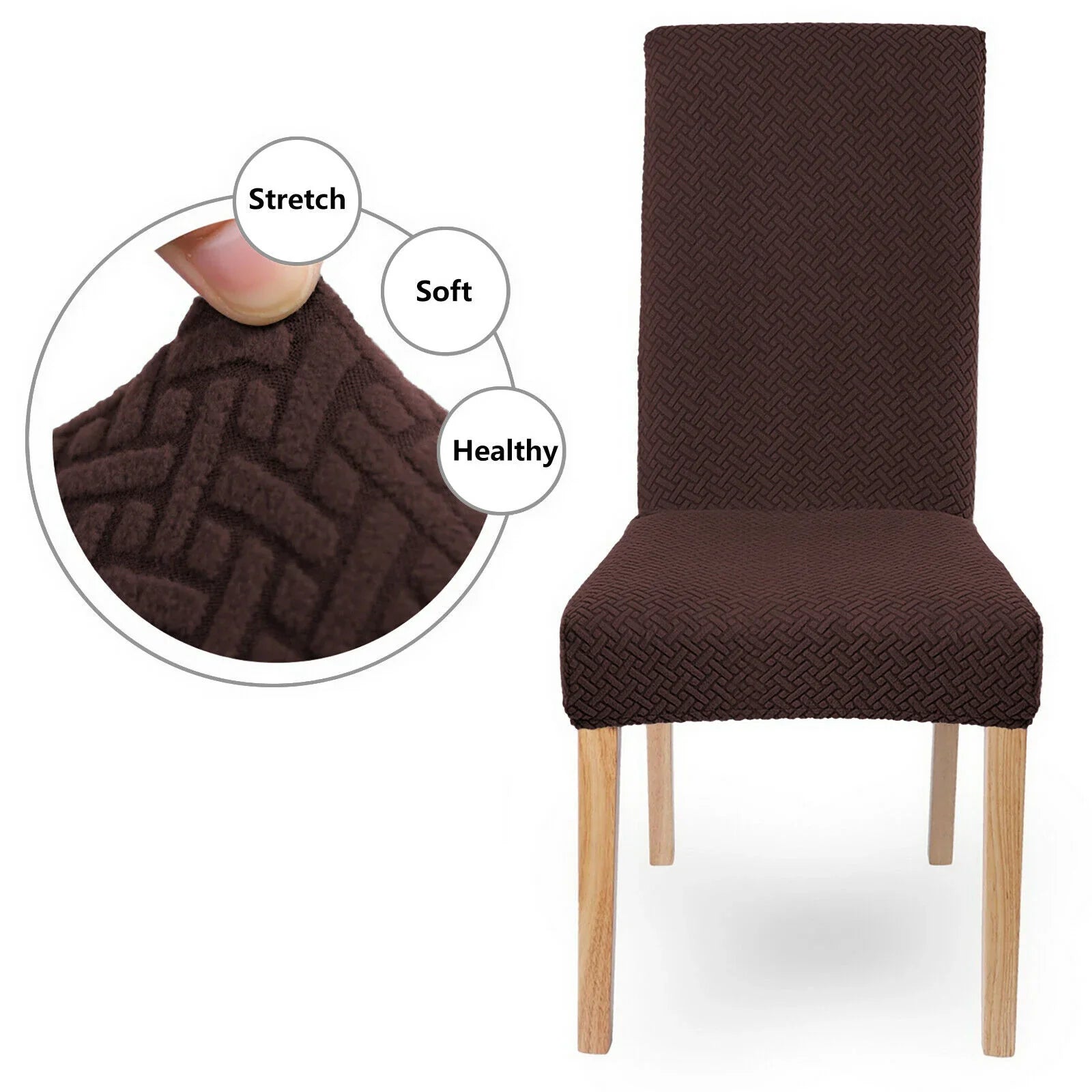 Ticked Jacquard Style Velvet Touch Dining Chair Covers