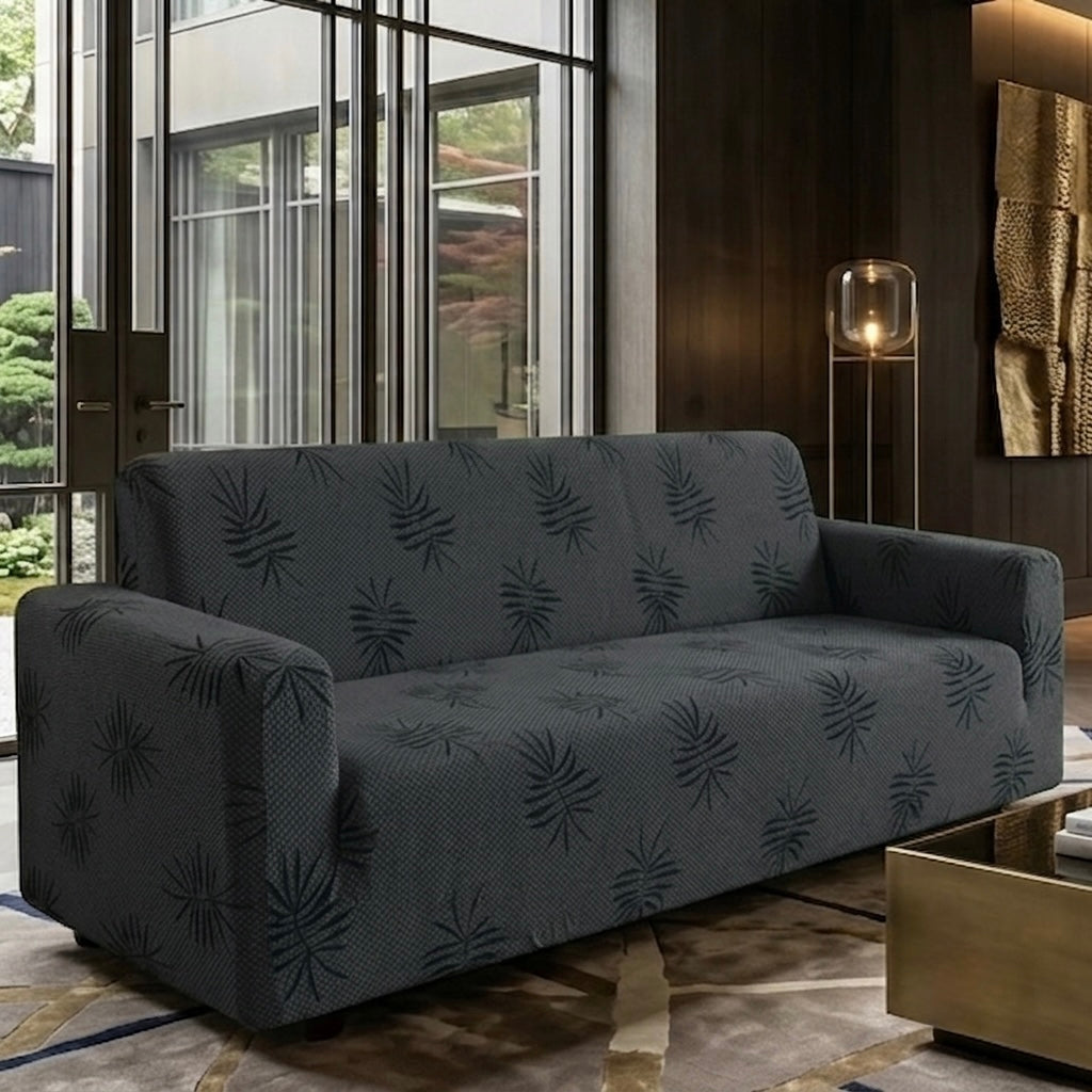 Textured Palm Leaf Sofa Cover – Premium Micro Fabric | 6 Colors, 4 Sizes