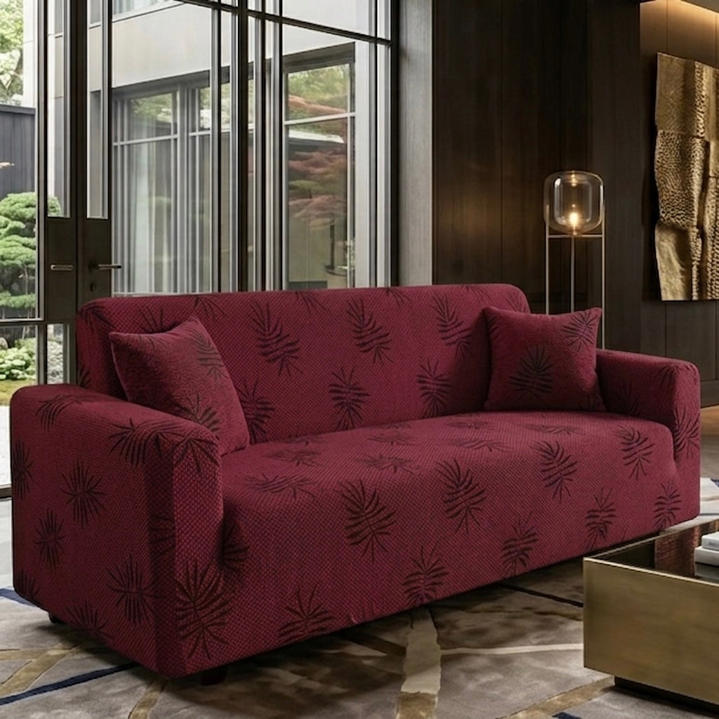 Textured Palm Leaf Sofa Cover – Premium Micro Fabric | 6 Colors, 4 Sizes