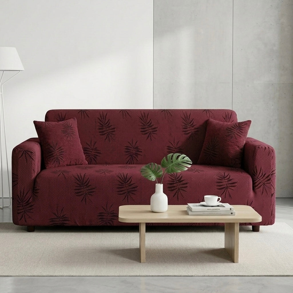 Textured Palm Leaf Sofa Cover – Premium Micro Fabric | 6 Colors, 4 Sizes