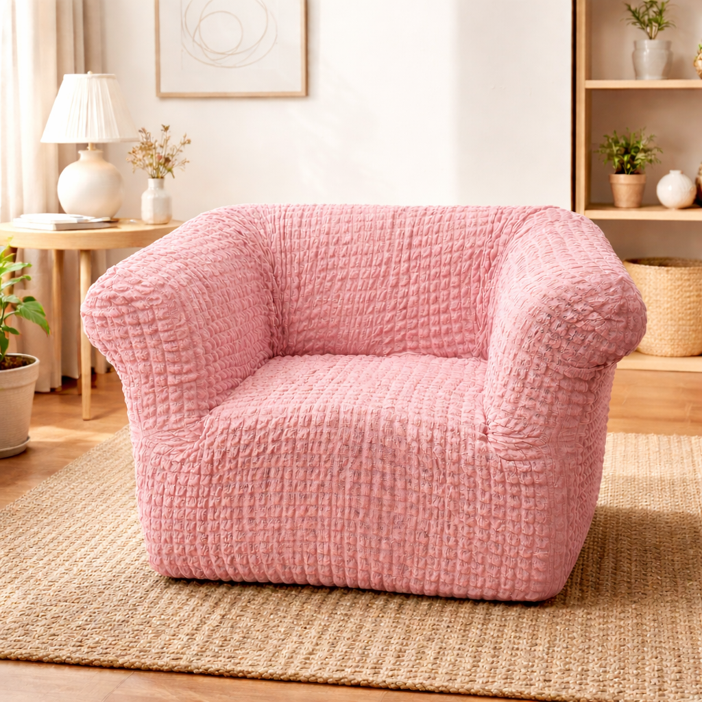 Original Seersucker Sofa Cover with Ruffle Hemline Stretch || Prime Homdecor || Exclusive Edition || First Time Available in Pakistan