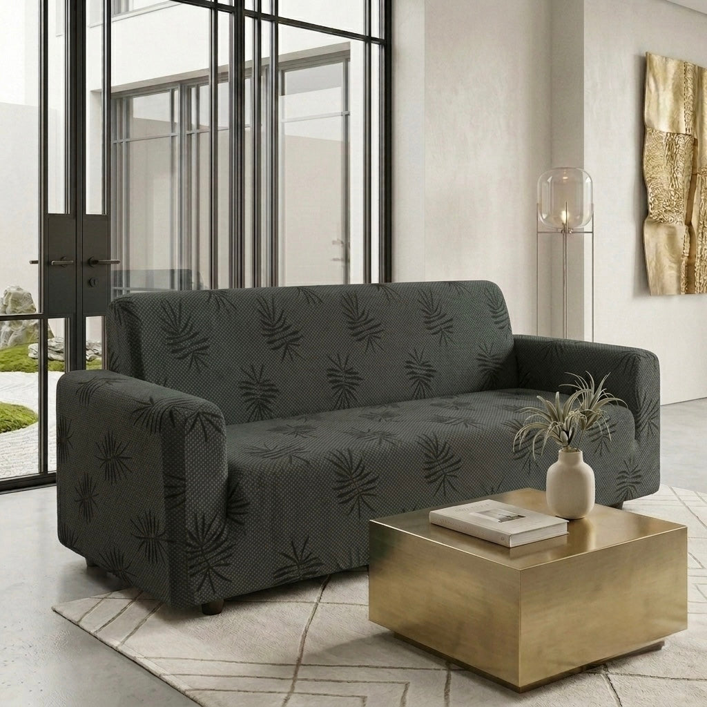 Textured Palm Leaf Sofa Cover – Premium Micro Fabric | 6 Colors, 4 Sizes