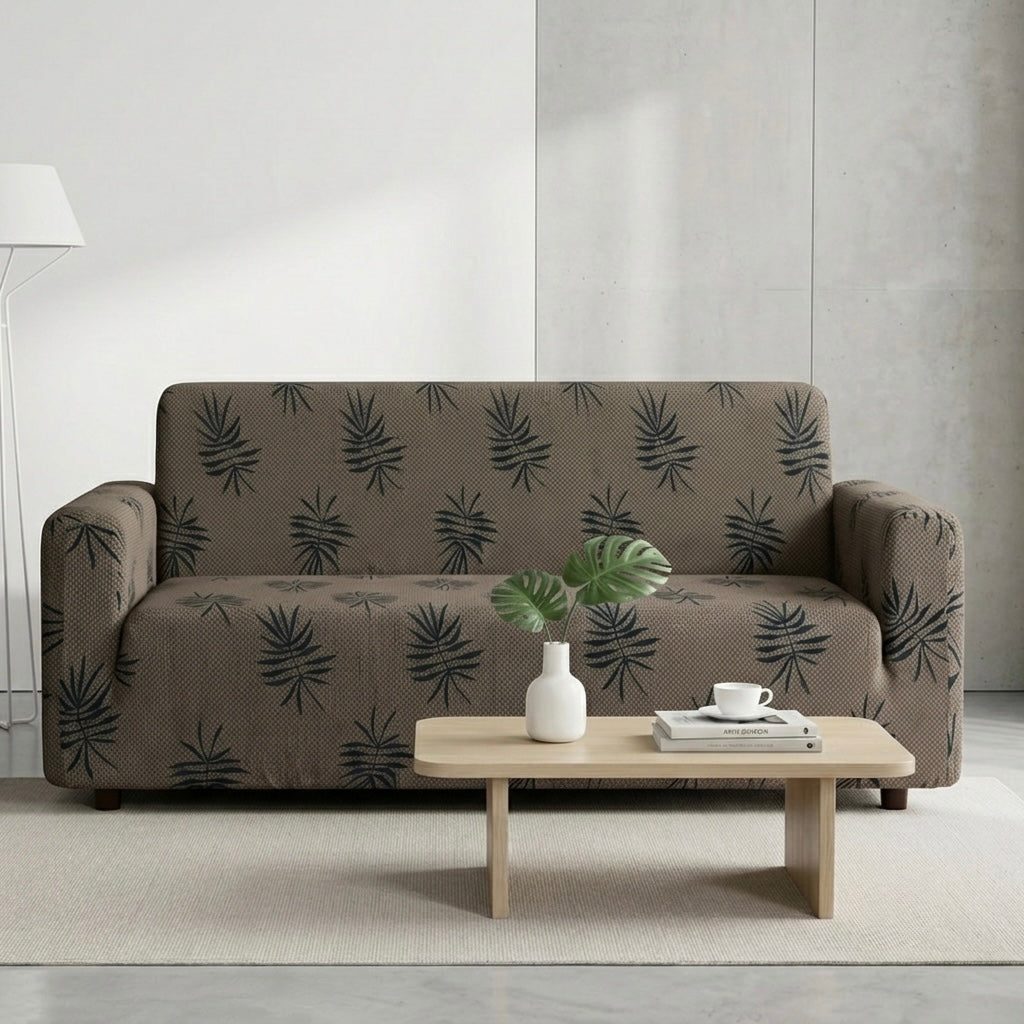Textured Palm Leaf Sofa Cover – Premium Micro Fabric | 6 Colors, 4 Sizes