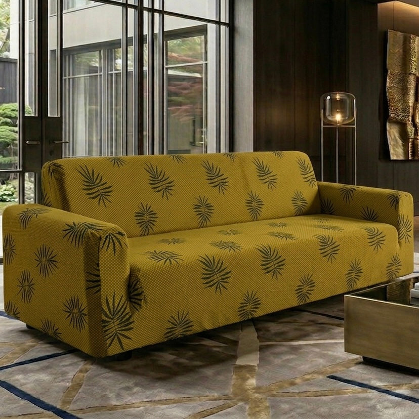 Textured Palm Leaf Sofa Cover – Premium Micro Fabric | 6 Colors, 4 Sizes