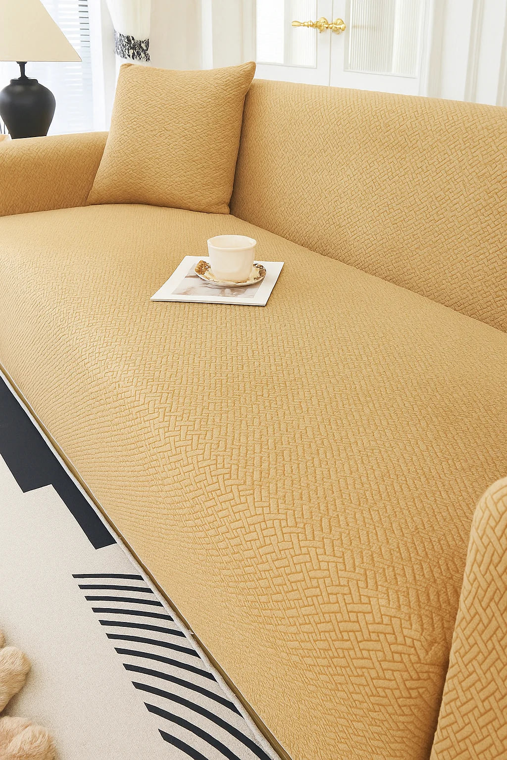 Stripe Pattern Jacquard Velvet Sofa Covers