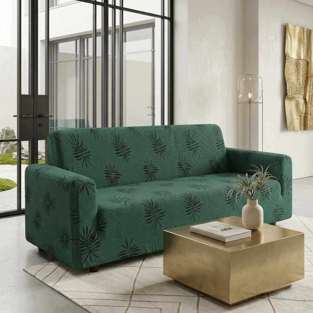 Textured Palm Leaf Sofa Cover – Premium Micro Fabric | 6 Colors, 4 Sizes