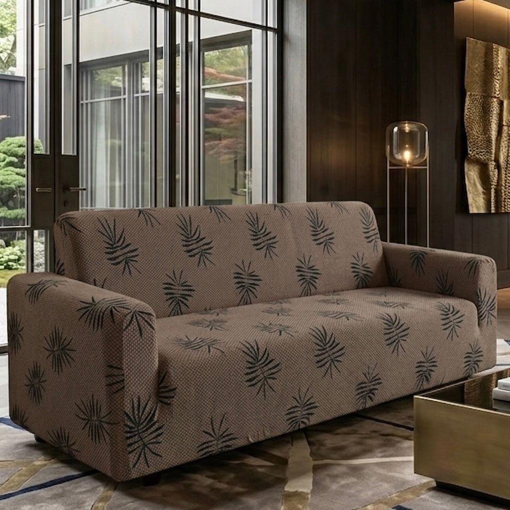 Textured Palm Leaf Sofa Cover – Premium Micro Fabric | 6 Colors, 4 Sizes
