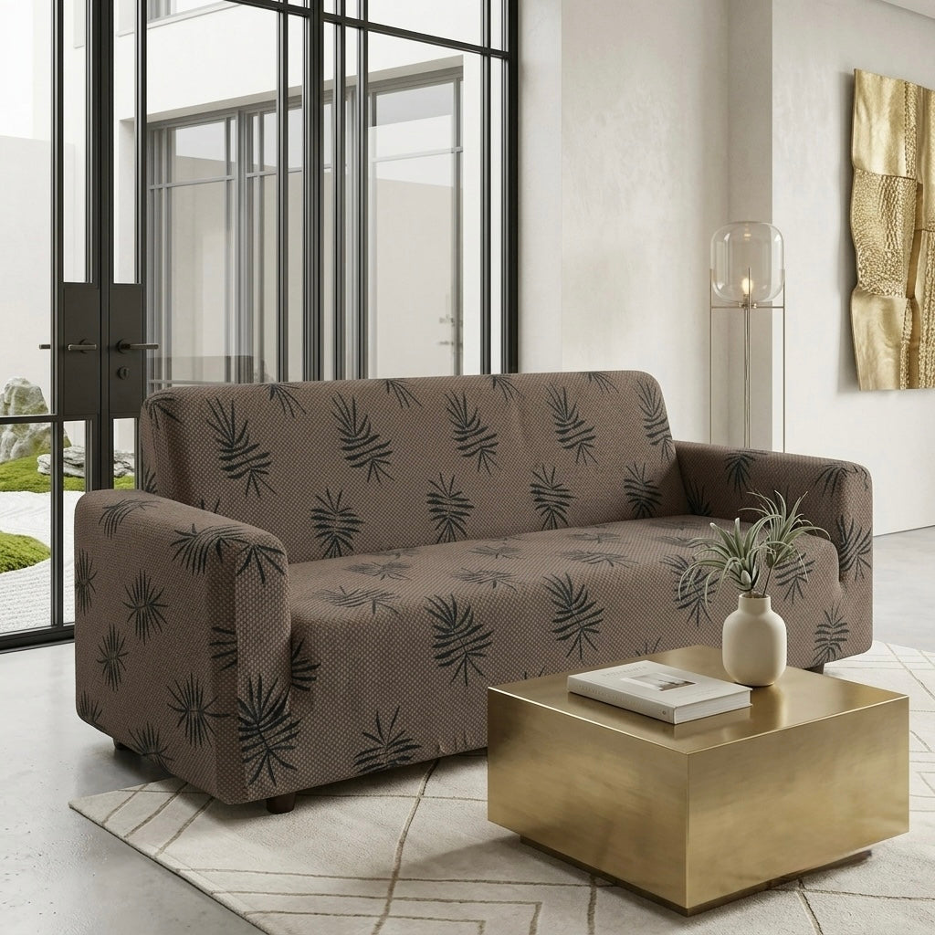 Textured Palm Leaf Sofa Cover – Premium Micro Fabric | 6 Colors, 4 Sizes