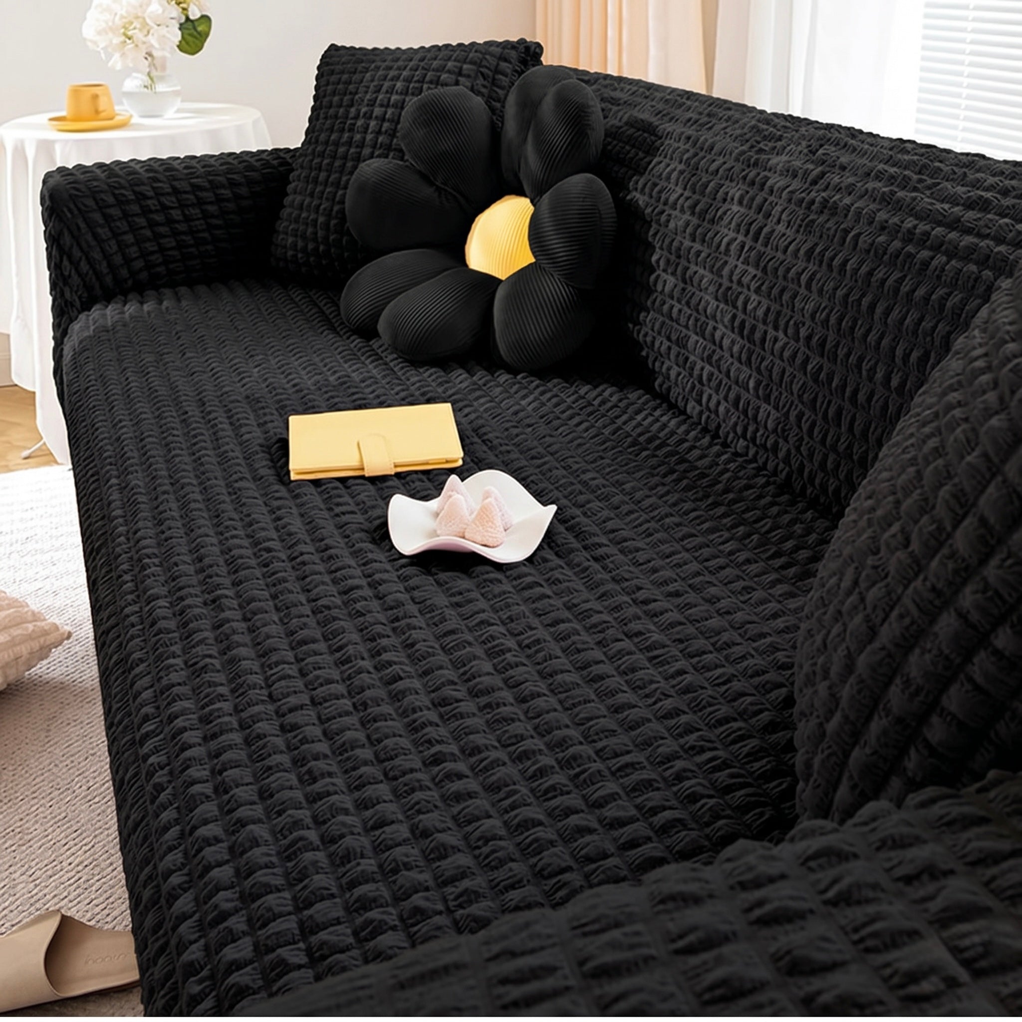 Original Seersucker Sofa Cover with Ruffle Hemline Stretch || Prime Homdecor || Exclusive Edition || First Time Available in Pakistan