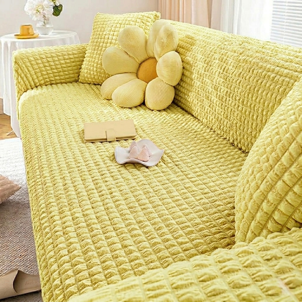 Original Seersucker Sofa Cover with Ruffle Hemline Stretch || Prime Homdecor || Exclusive Edition || First Time Available in Pakistan