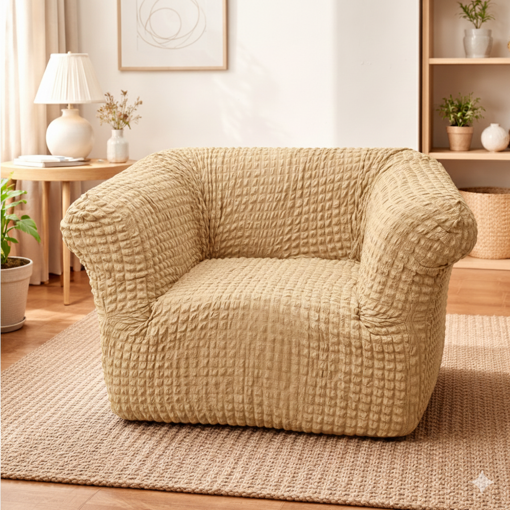 Original Seersucker Sofa Cover with Ruffle Hemline Stretch || Prime Homdecor || Exclusive Edition || First Time Available in Pakistan