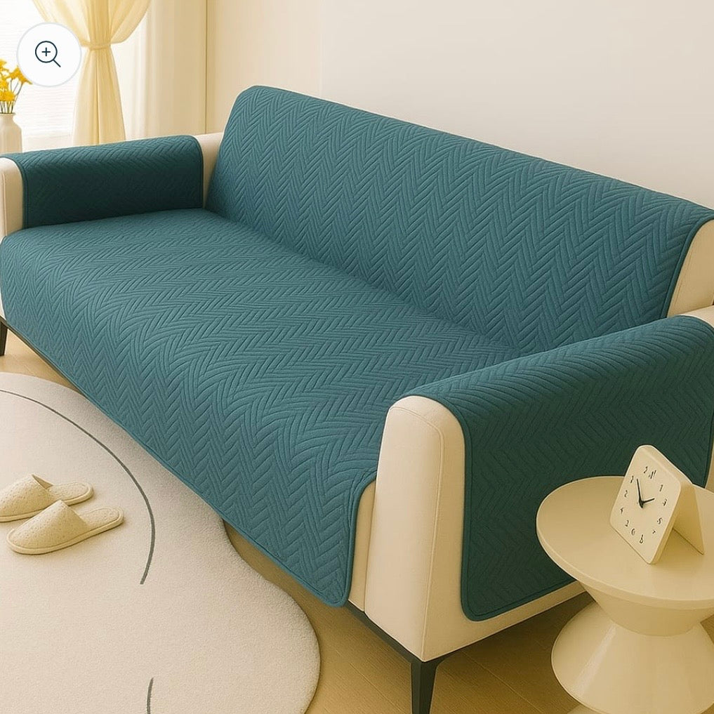 All-New Wave Pattern Ultrasonically Punched Quilted Microfiber Sofa Protector