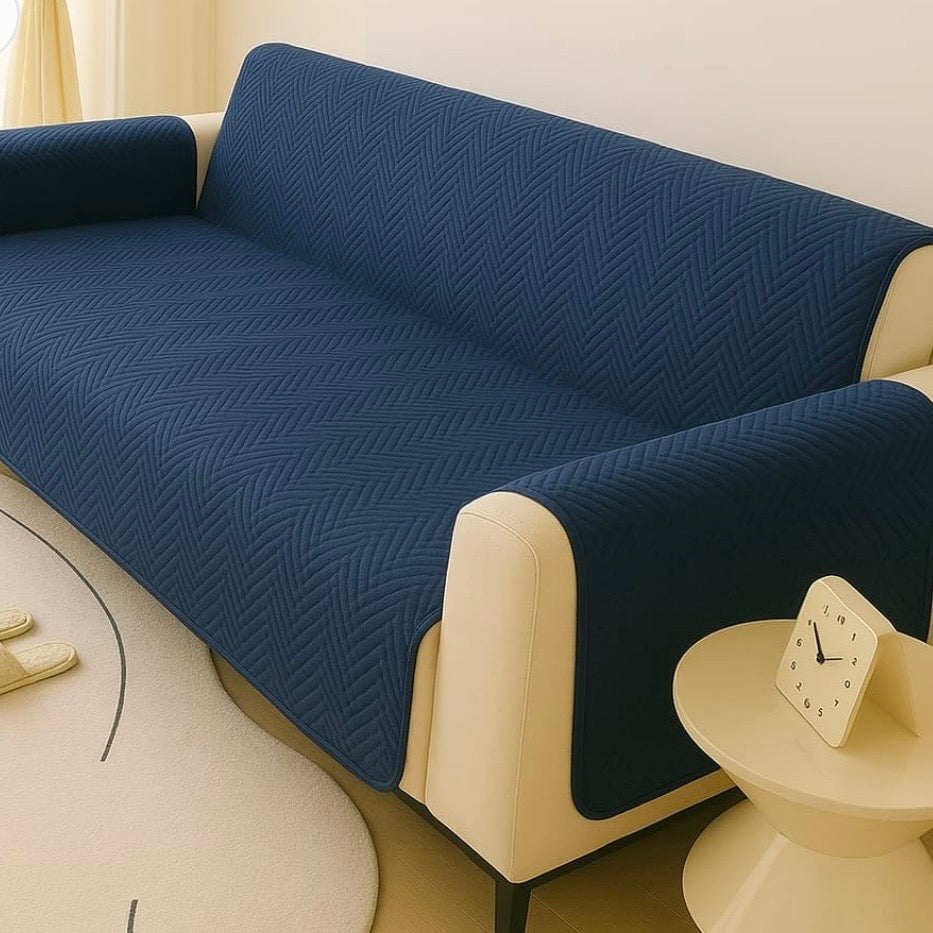All-New Wave Pattern Ultrasonically Punched Quilted Microfiber Sofa Protector