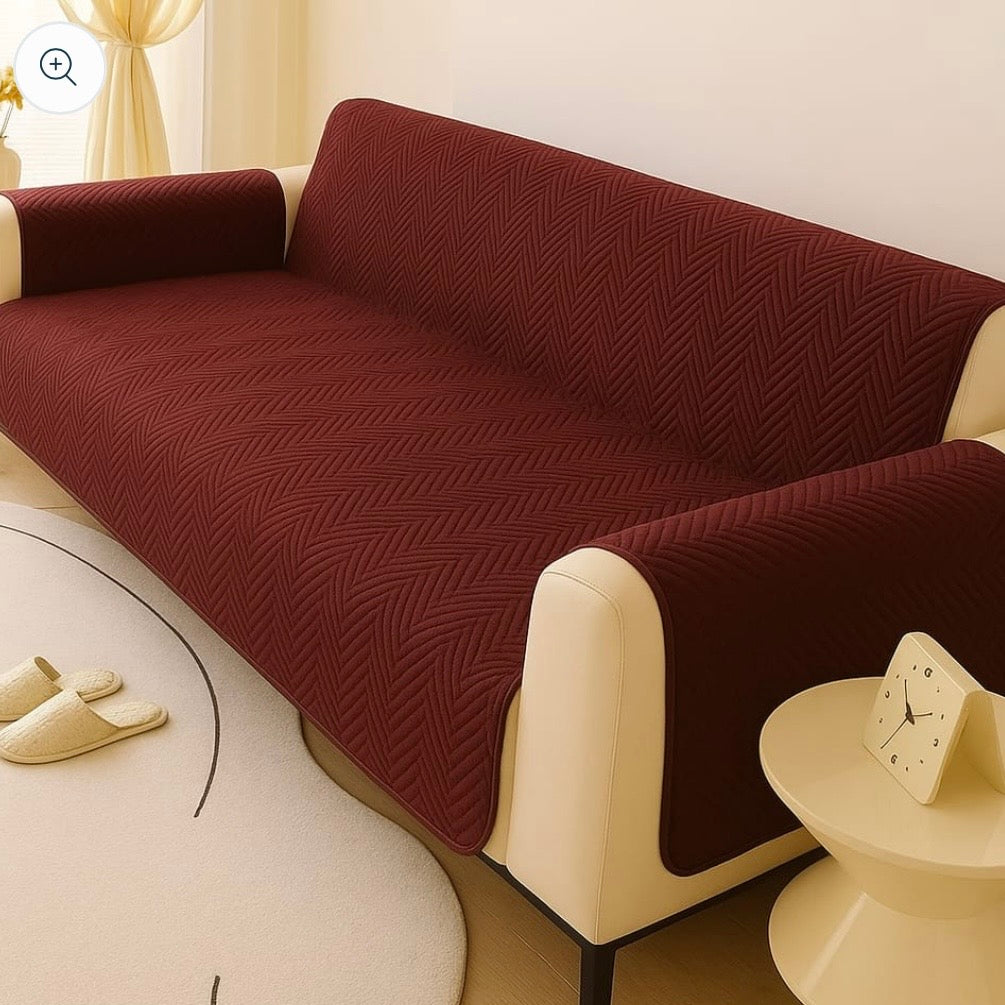 All-New Wave Pattern Ultrasonically Punched Quilted Microfiber Sofa Protector