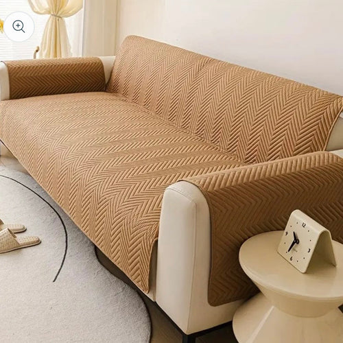 All-New Wave Pattern Ultrasonically Punched Quilted Microfiber Sofa Protector