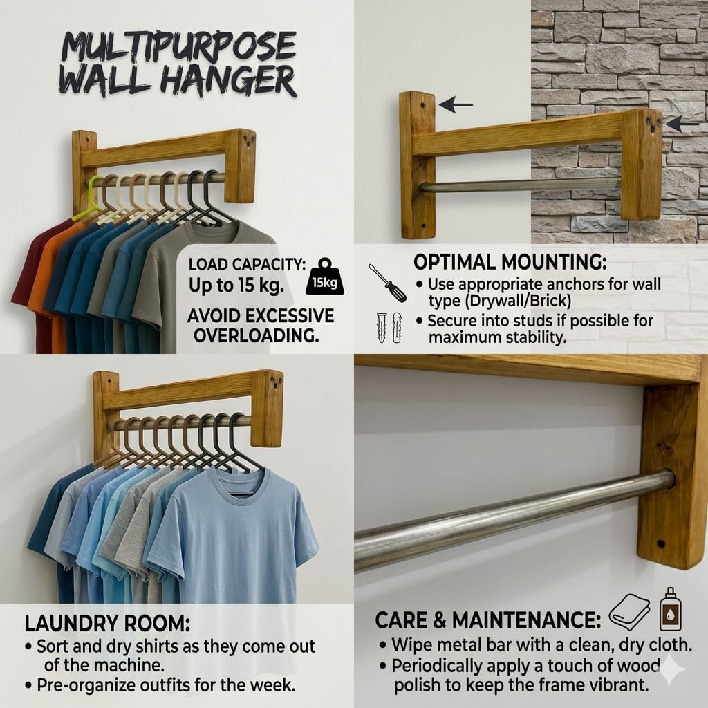 Multipurpose Wooden Wall Hanger — Space Saving Cloth Organizer | Pack of 2 Bundle