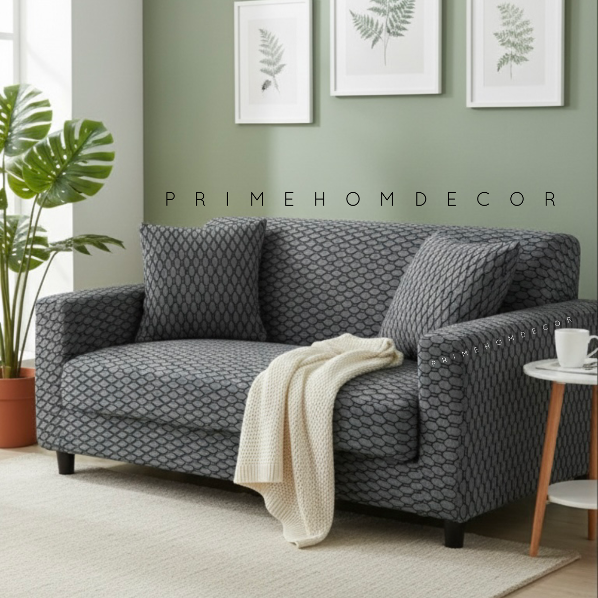 🦋  Black Butterfly Texture Sofa Covers – New Arrival - Fitted Style